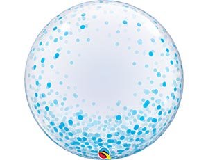 Шар BUBBLE DECO 24" Конфетти голубое