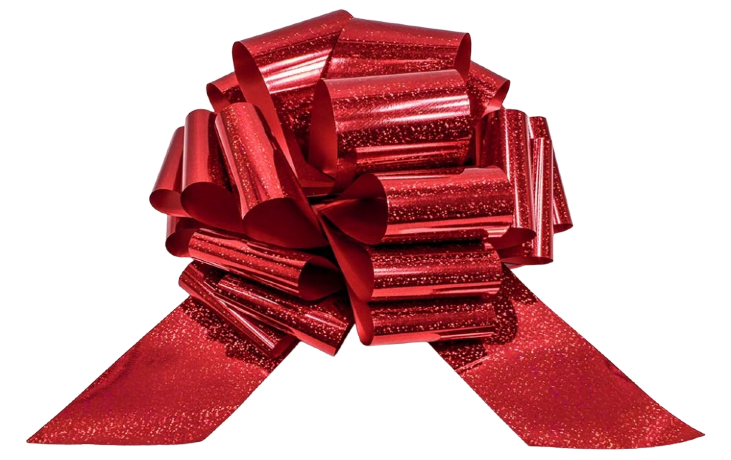 Бант 10см Шар голография, красный