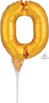 Шар фольгированный 63*88см, Цифра 0, золото