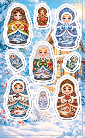 0-11 Наклейки Матрёшка, шт.