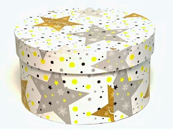 Коробка 21*21*11,5см Звёзды на белом