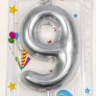 Свеча Цифра 9, серебро, 6см, 1/6