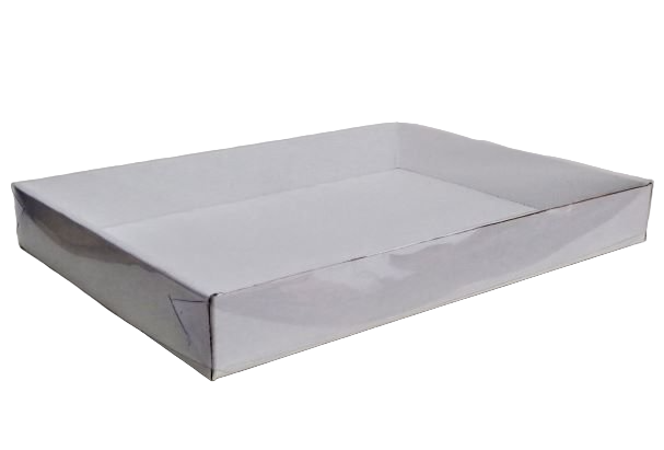 Коробка 36*26*4см с пластиковой крышкой, белый, 1/100