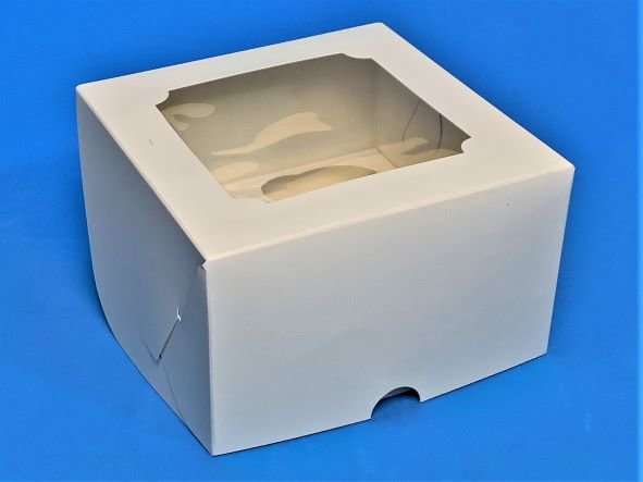 Коробка под 4 капкейка С ОКНОМ ЭКОНОМ 16*16*10см, белая, 1/50