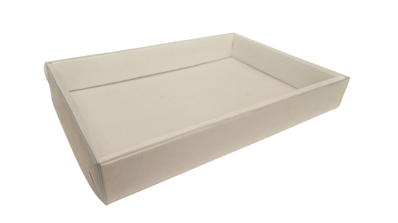 Коробка 36*26*5см с пластиковой крышкой, микрогофра, белый, 1/100