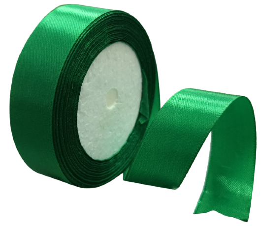 Лента атлас 2,5см*25ярд, зелёный 19
