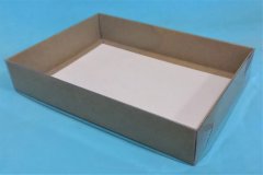 Коробка 22*15*4см с пластиковой крышкой, крафт, 1/100