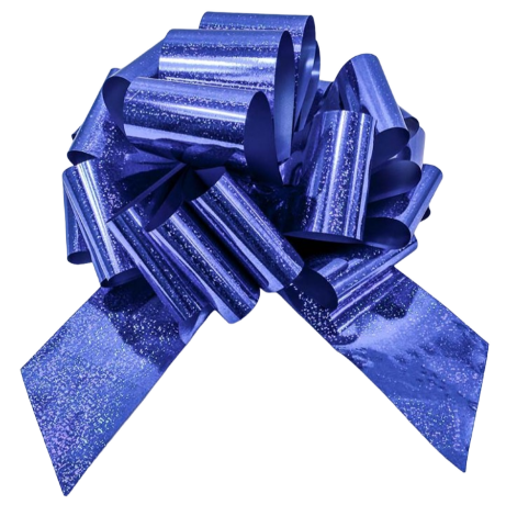Бант 10см Шар голография, синий