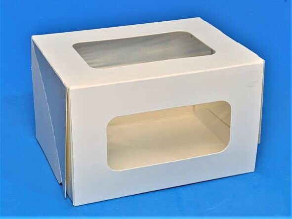 Коробка 16*12*10см Cake Roll, 2 окна, белая, 1/15