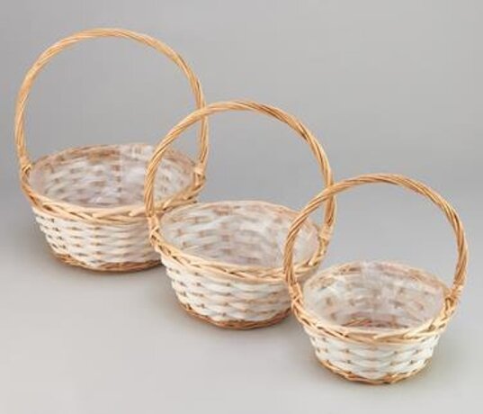 Набор корзин ива D29x13,5/34,5 см, 3 шт., натуральный / белый