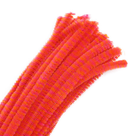 Проволока синельная двухцветная 6мм*30см, красный/золотой, 30 шт.