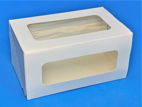 Коробка 20*12*10см Cake Roll, 2 окна, белая, 1/15