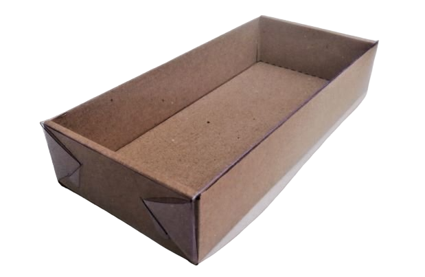 Коробка 24*11*4,5см с пластиковой крышкой, бурый, микрогофра, 1/100
