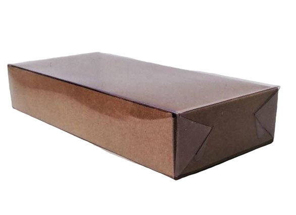 Коробка 24*11*4,5см с пластиковой крышкой, бурый, микрогофра, 1/100
