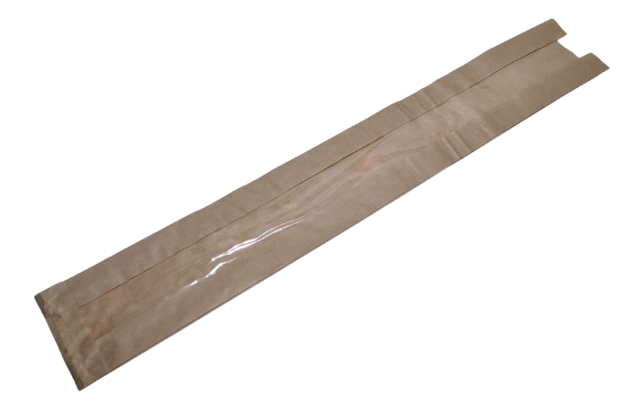 Пакет с окном крафт 60*9*4*3,5см, 10шт, прямоугольное, дно треугольное, 1/10