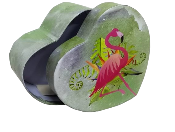 Коробка сердце Фламинго, 11*9,5*5см, микс, 1/10
