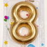 Свеча Цифра 8, золото, 6см, 1/6