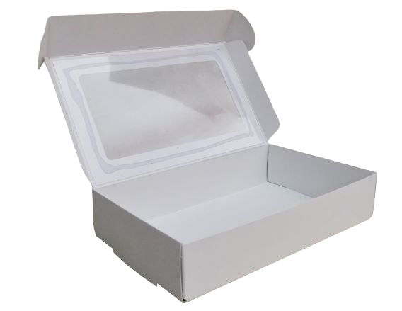 Коробка 19,5*12*4см с окном, белая, 1/100