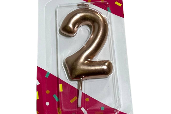 Свеча Цифра 2, бронза, 6см, 1/6