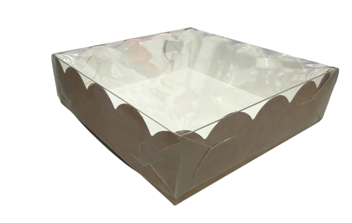 Коробка 12*12*3,5см с прозрачной крышкой, КРАФТ, 1/50