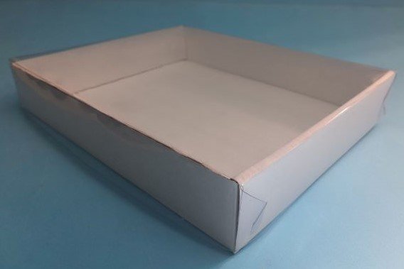Коробка 26*21*4см с пластиковой крышкой, белая, 1/100
