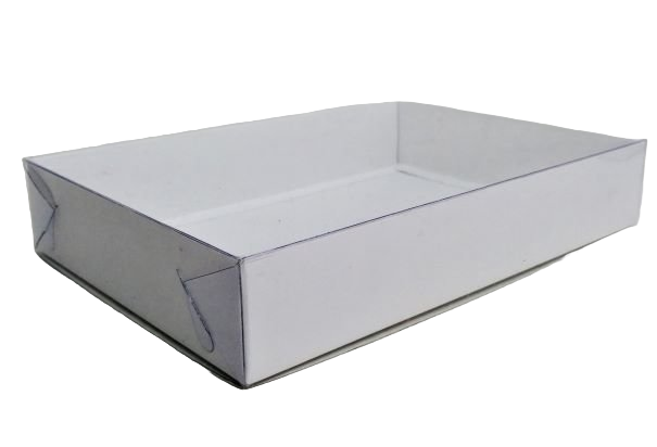 Коробка 26*21*4см с пластиковой крышкой, белая, 1/100