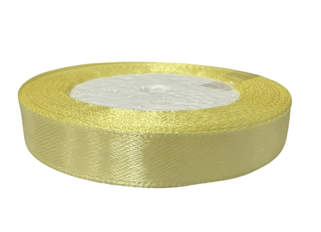 Лента атлас 1,2см*25у, жёлтый, 10