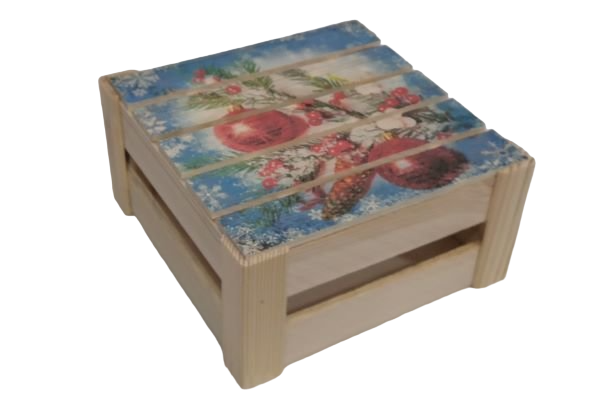 Подарочная коробка реечная 20*20*9 см, Новогодняя, игрушки, 1/6