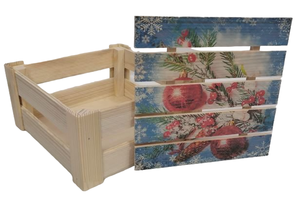 Подарочная коробка реечная 20*20*9 см, Новогодняя, игрушки, 1/6