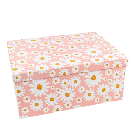 Коробка 30*22,8*13,3 см, ромашки на розовом
