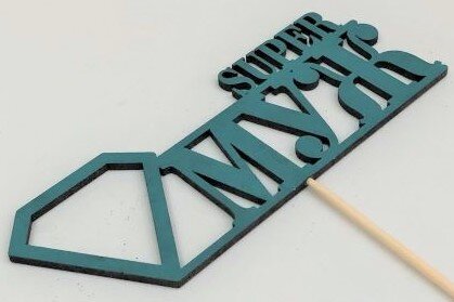 Вставка Super муж, светло-зелёный, 15*25см, шт., 1/10