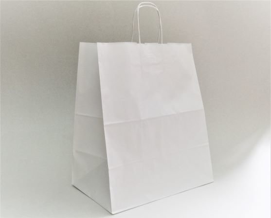Сумка крафт 32*20*37см с крученными ручками, 80г/м2, БЕЛЫЙ, 1/100