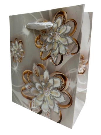 Сумка 12*15*6см Цветы с блёстками, микс, 1/20