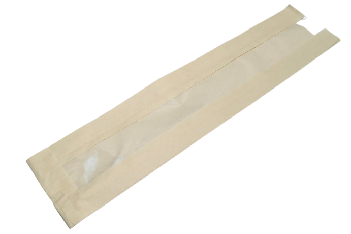 Пакет с окном крафт 40*9*4*5см, 10шт, прямоугольное, дно треугольное, 1/10