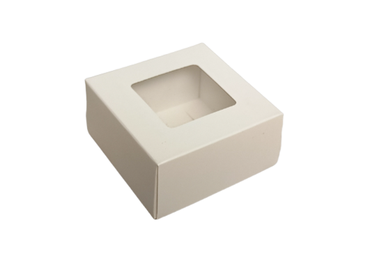 Коробка 8*8*4см с окном, белый, 1/20