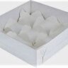 Коробка под 9 моти 17,5*17,5*5,5см, с пластиковой крышкой, белая, 1/50