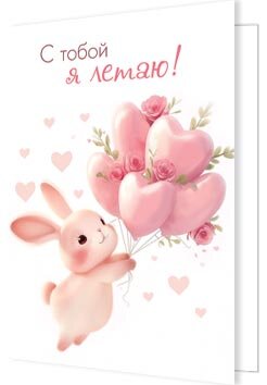 2-70 Двойная подвеска Влюблённые зайки, микс, 20 шт.