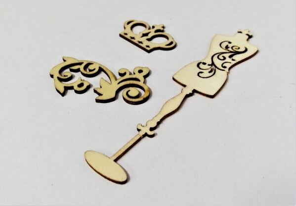 Вырубка микс (манекен, корона, завиток), 3 шт.