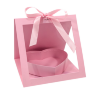 Коробка Сердце 25*26*23см с окошком и бантом, розовый