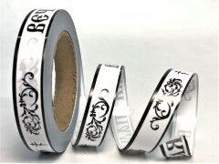 Лента 2см*50ярд Вечная память, простая, белый