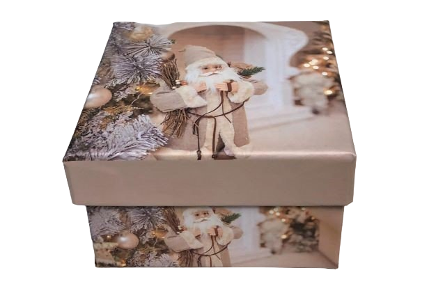 Коробка квадрат 9,5*9,5*5см Шарики новогодние, микс, 1/10