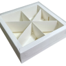 Коробка 20*20*5,5см с пластиковой крышкой, 4 или 6 ячеек, белая, 1/50