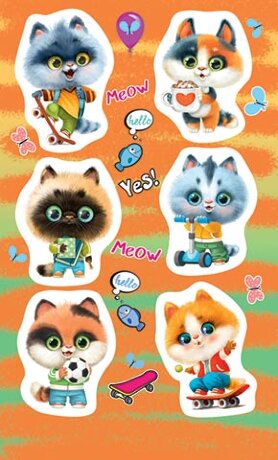 0-11 Наклейки Котик, шт., 1/10