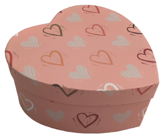 Коробка 11*10*5см, сердце, Сердца на розовом
