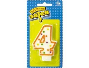 Свеча Цифра 4, 7,6см, 1/6