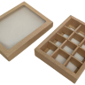 Коробка 19*15*3,6см, под 12 конфет, с окном, крафт, 1/10