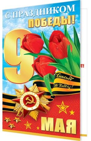2-46 Двойная открытка 9 мая, 10шт
