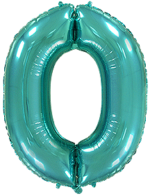 Шар фольгированный 100см, Цифра 0, тиффани