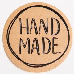 Наклейки для бизнеса Hand Made бежевый 4*4см, 50 шт.