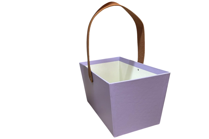 Коробка с кожаной ручкой 23x14,5x13 см, сиреневый